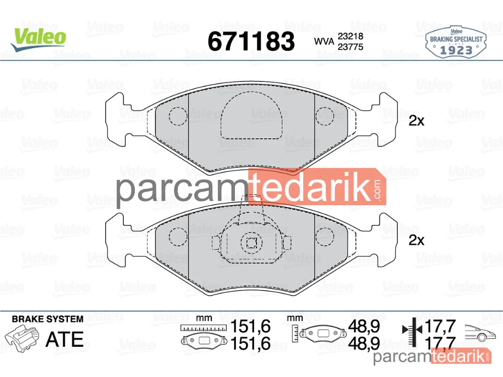 671183 | Fren Balatası — Fiat Palio, Fiat Siena, Fiat Albea